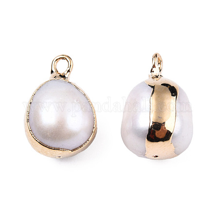 Ciondoli di perle keshi con perla barocca naturale placcata PEAR-N021-11-1