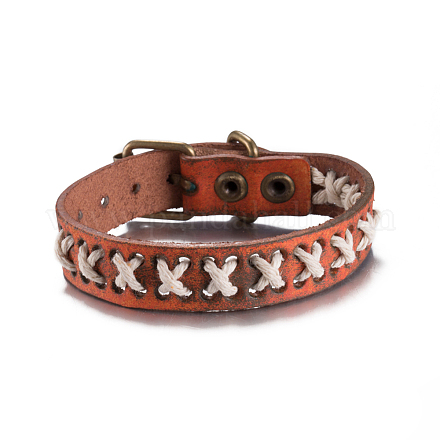 Rétro x bracelets unisexes de cordon en cuir en forme BJEW-BB16030-1
