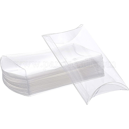 ポリ塩化ビニールのプラスチック枕箱  ギフトキャンディー梱包箱  透明  14x9x3cm CON-WH0073-50A-1
