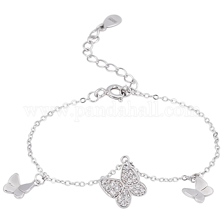 Creatcabin 925 braccialetto con ciondolo a farfalla in argento sterling placcato rodio con bigliettino per la nipote SJEW-CN0001-09-1
