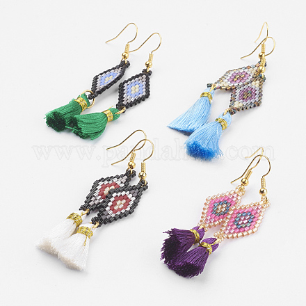 MIYUKI & TOHO Japanese Seed Beads Brick Stitch Dangle Earrings EJEW-JE02500-1