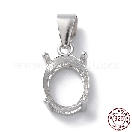 Placcatura in rodio a cremagliera 925 pendente in argento sterling con montature cabochon STER-NH0001-48P-1