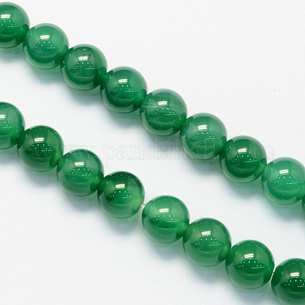 Round Dyed Natural Green Onyx Agate Beads Strands G-S123-8mm-1