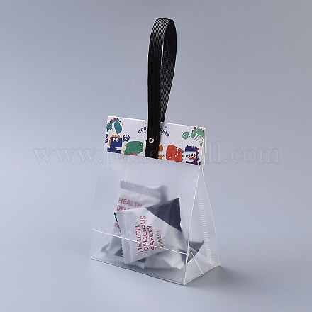 プラスチック製の透明なギフトバッグ  保存袋  セルフシールバッグ  トップシール  長方形  漫画カードとスリング付き  穴と釘  カラフル  27x13x6cm  10のセット/袋 OPP-B002-I07-1