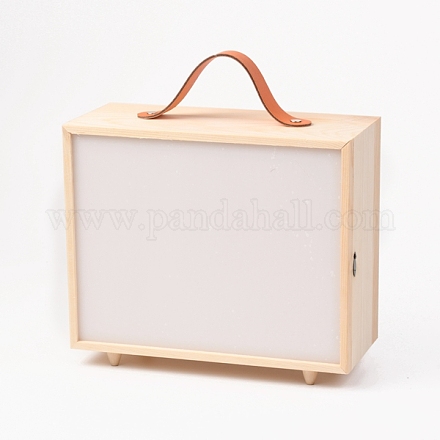 木製収納ボックス  アクリル透明カバーとハンドル付き  長方形  バリーウッド  19.5x11x30.5cm CON-B004-04B-1