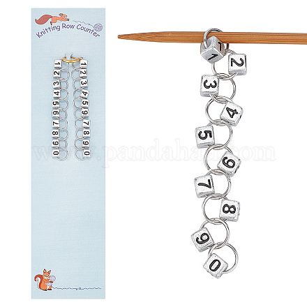 Würfel mit Zahlenanhänger aus Acryl zum Stricken von Reihenzählketten HJEW-AB00469-1