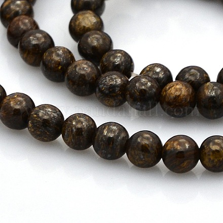 Bronzite naturale perle tonde fili G-N0120-15-4mm-1