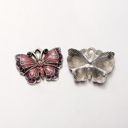 Papillon argent antique pendentifs alliage de strass ton d'émail ENAM-N041-03F-1