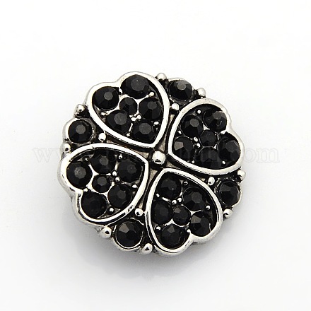 Antique Silver Zinc Alloy Rhinestone Jewelry Snap Buttons SNAP-L002-26-NR-1