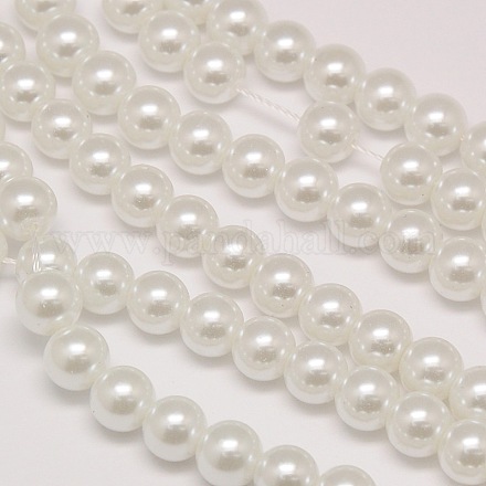 Fili di perle rotonde di perle di vetro tinto ecologico HY-A002-8mm-RB001-1