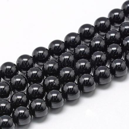 Naturali nera perle di tormalina fili G-R446-10mm-19-1