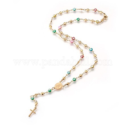 304 Edelstahl Rosenkranz Perlenketten aus rostfreiem NJEW-E133-04G-1