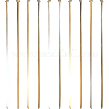 Benecreat 100 Stück 18 Karat vergoldete Flachkopfstifte 21-Gauge-Messingkopf-Kugelstifte für die Schmuckherstellung – 2 Zoll lang KK-BC0002-84A-1