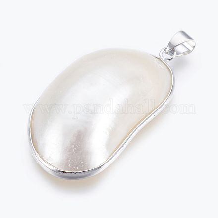 Coquille blanche naturelle nacre gros pendentifs coquille SSHEL-P014-13-1