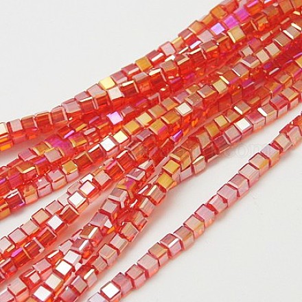 Electroplate Glass Beads Strands EGLA-D018-8x8mm-27-1