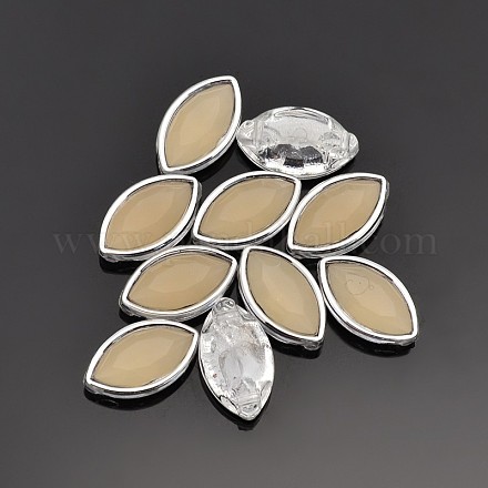 Sew on Taiwan Acrylic Imitation Jade Silver Plated SA15-5x10-ACS-H18-1