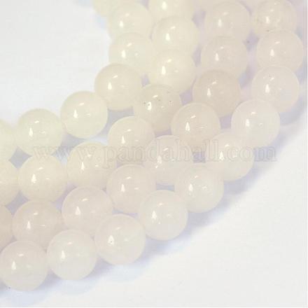 Chapelets de perle ronde en jade blanc naturel G-E334-10mm-13-1