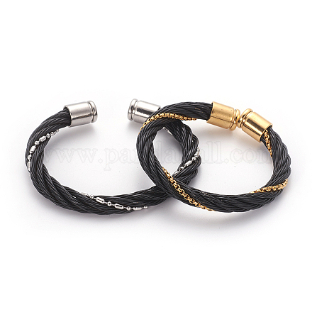 304 Stainless Steel Cuff Bangles BJEW-L642-01-1