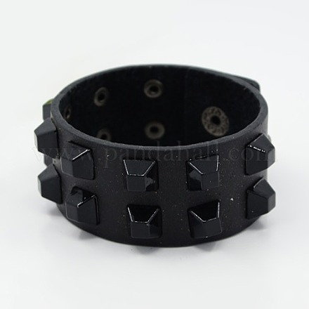 Bracelets en cuir punk rock personnalisés BJEW-K053-28B-1
