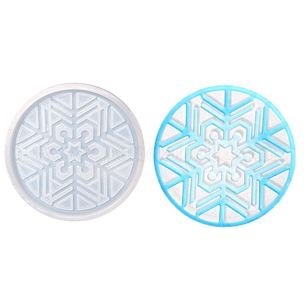 Moules en silicone de tapis de tasse de motif de flocon de neige de noël bricolage DIY-E055-17-1
