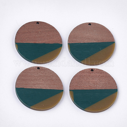 Pendentifs tricolores en résine et bois de noyer X-RESI-S358-75A-1