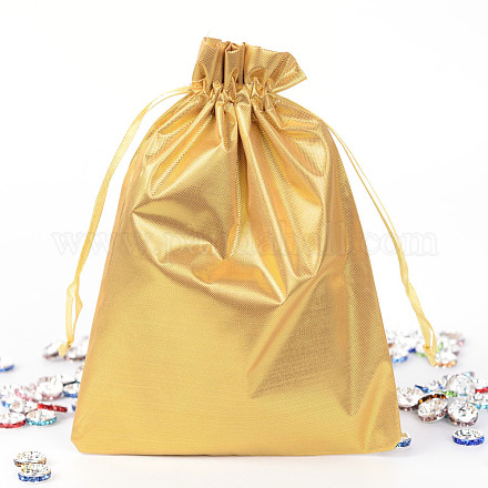 レクタングル布地バッグ  巾着付き  ゴールド  17.5x13cm X-ABAG-R007-18x13-09-1