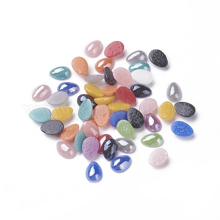 Pearlized Plated Opaque Glass Cabochons PORC-S778-4x7-M-1