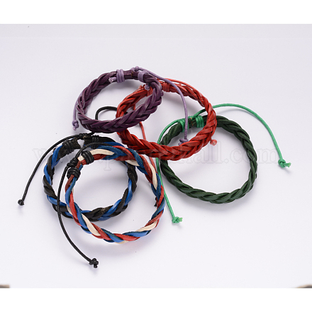 Pulseras cordón de cuero trenzado ajustable BJEW-I227-02-1