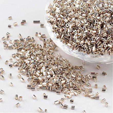 11/0 Champagne Yellow Dyed Electroplate Glass Two Cut Iris Round Seed Beads X-SEED-A014-11-QA05-1