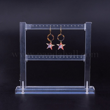 有機ガラスのピアスディスプレイ  ジュエリーディスプレイラック  透明  22.9x20.5cm EDIS-L006-17-1