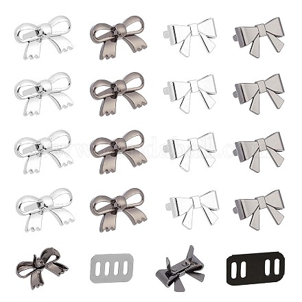 GORGECRAFT 16 Sets 4 Styles Removable Shoe Buckles Metal Bowknot Purse Decoration Clasp Black White Zinc Alloy Buckle Clips with Gasket for Shoes Bags Clothing Wedding Sewing Crafts Accessories FIND-GF0004-48-1