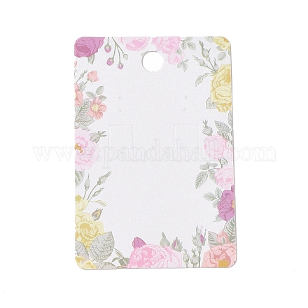 Rectangle Floral Paper Jewelry Display Cards with Hanging Hole CDIS-C004-08E-1