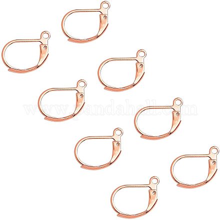 UNICRAFTALE 50pcs Rose Gold Leverback Earring 304 Stainless Steel Leverback Earring Findings with 1.4mm Loop Lever Back Hoop Earring for DIY No-Pierced Earring Making 16x11.5x2mm STAS-UN0001-67RG-1