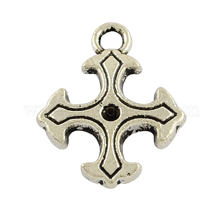 Supports alliage croix pendentif en strass de style tibétain X-TIBEP-297-AS-FF-1
