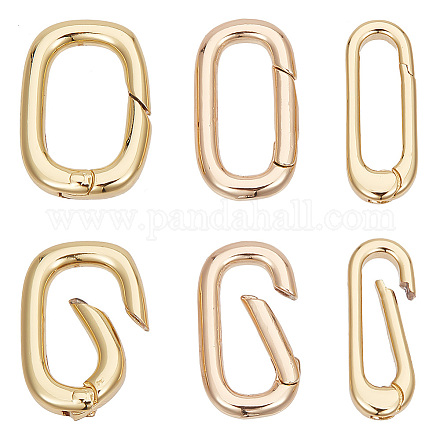 Hobbiesay 6 Uds 3 estilos anillos de puerta de resorte de latón KK-HY0003-60-1