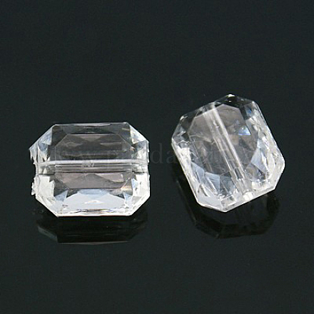 Rectangle à facettes perles acryliques transparentes transparentes X-TACR-524-01-1