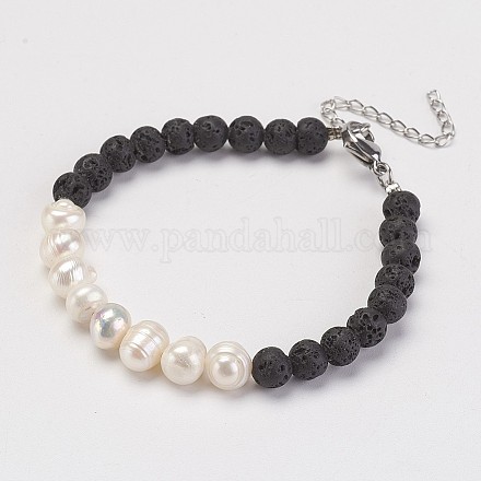 Bracelets de perles de pierre de lave naturelle X-BJEW-JB02799-1