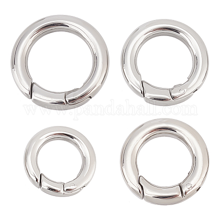 Unicraftale 4 pz 4 dimensioni 15/17/18/20mm anelli per porta a molla 304 anelli in acciaio inossidabile o anelli anello portachiavi ganci rotondi a scatto anelli a molla in metallo per fare gioielli fibbia portachiavi STAS-UN0007-24P-1