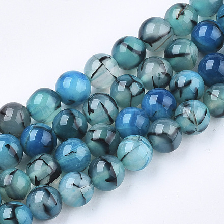 Chapelets de perles en agate veinée de dragon naturelle teinte G-Q462-128C-10mm-1