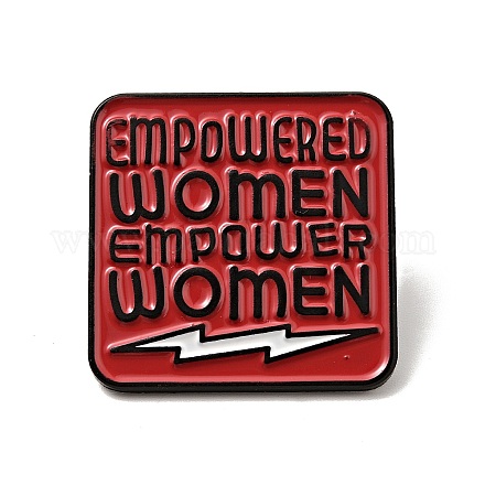 Quadrato con empowered women empower women spilla smaltata JEWB-G018-10EB-1