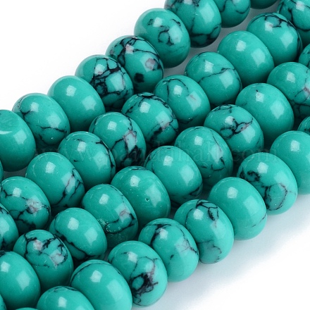 Kunsttürkisfarbenen Perlen Stränge G-E266-09C-01-1