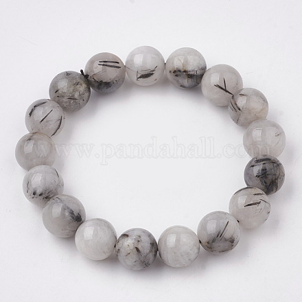 Bracelets extensibles de quartz rutile noir naturel BJEW-S138-02D-12mm-1