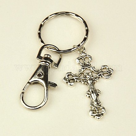 Le style tibétain croix crucifix porte-clés KEYC-JKC0009-13-1