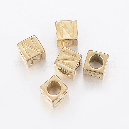 Perles européennes de lettre avec gros trou en 304 acier inoxydable X-STAS-H428-01G-N-1