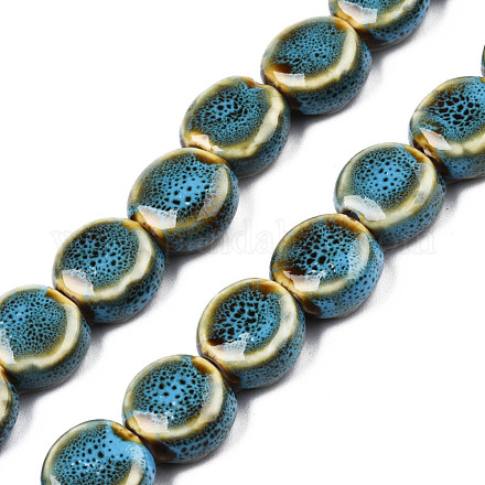 Brins de perles en céramique de porcelaine faites à la main PORC-Q265-008E-1