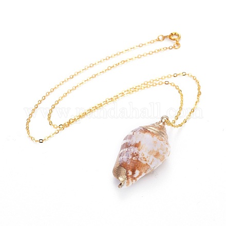 Electroplate Spiral Shell Pendants Necklaces NJEW-JN02371-1