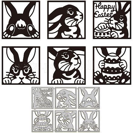 GLOBLELAND 6Pcs Easter Rabbit Silhouette Cutting Dies for Card Making Egg Metal Die Cuts Cutting Dies Template DIY Scrapbooking Embossing Paper Album Craft Decor DIY-WH0309-1645-1