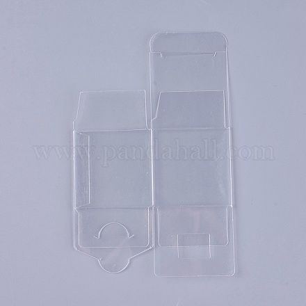 透明なプラスチックポリ塩化ビニール箱のギフト包装  防水折りたたみボックス  正方形  透明  15.7x10x0.1cm  箱：5x5x5センチメートル CON-WH0060-01A-1