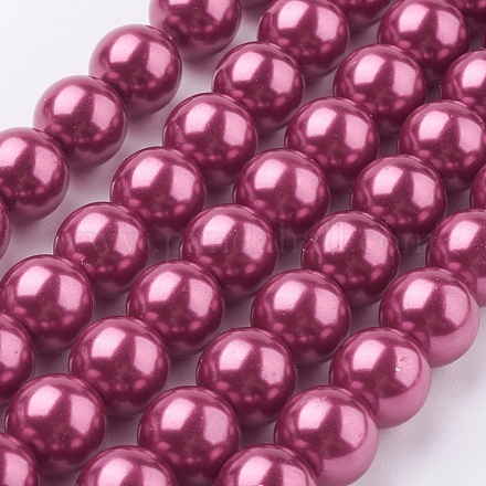 Umweltfreundliche runde Perlenstränge aus gefärbtem Glasperlen HY-A002-10mm-RB027-1