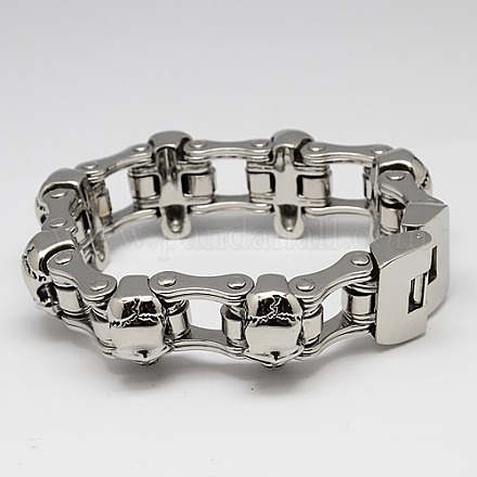 Fashionable Retro 316 Stainless Steel Skull Bicycle Chain Bracelet BJEW-F048-22-1